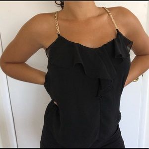 Black blouse with gold chains